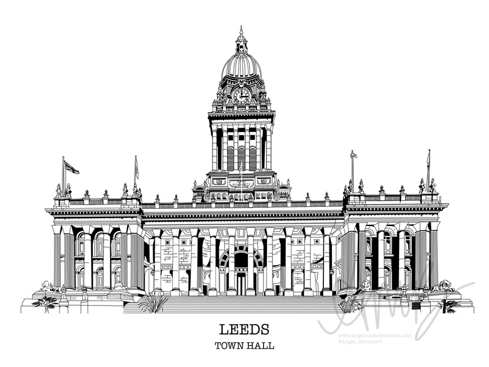 Town hall with watermark 