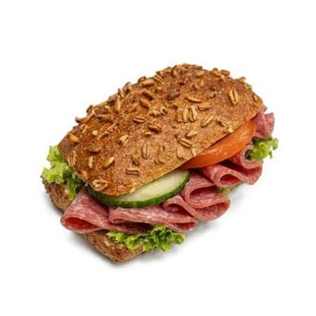Belegte Putensalami Semmel