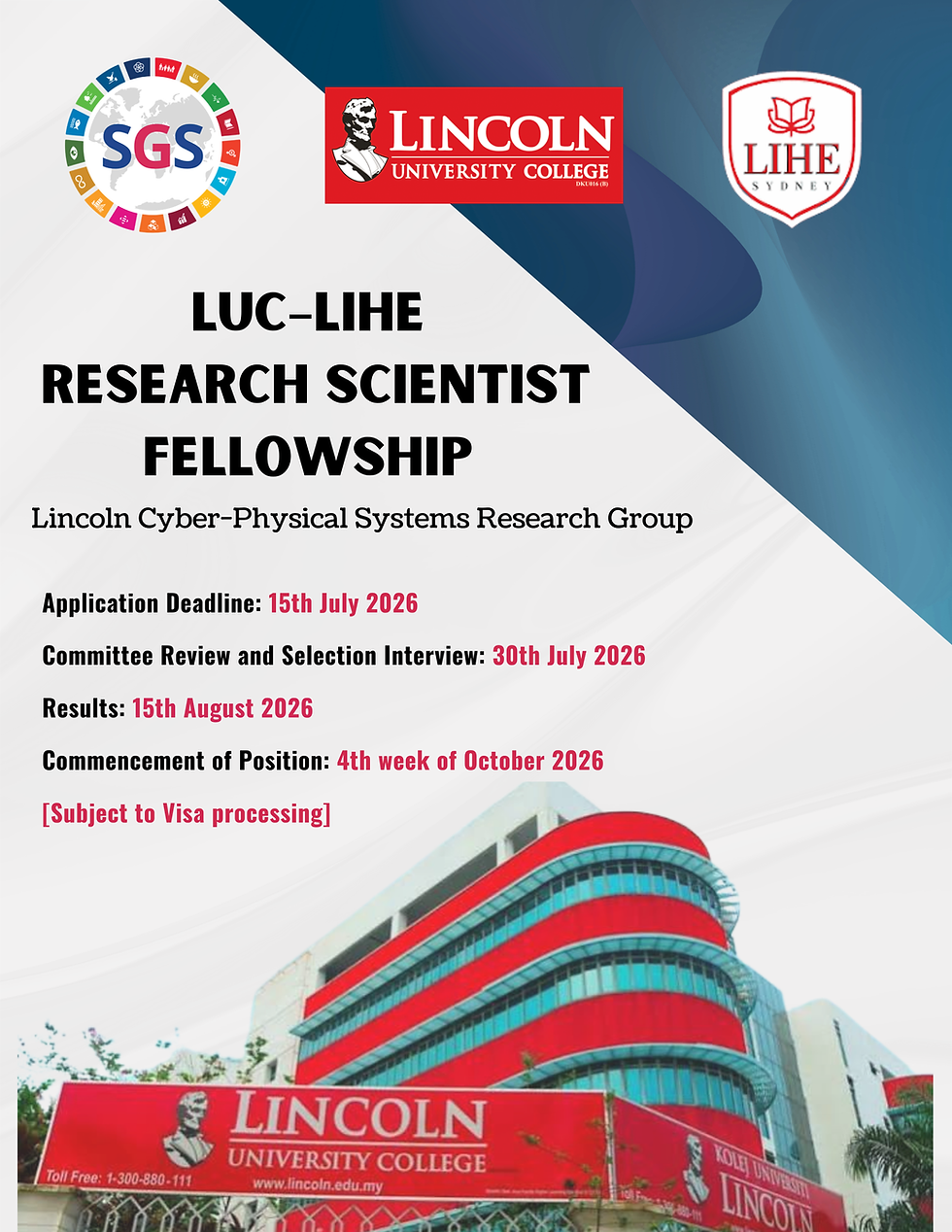LUC–LIHE Research Scientist Fellowship: Lincoln Cyber-Physical Systems Research Group