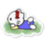 Hello Kitty in a Field 2.2" x 1.5"