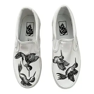 SDG shoes custom design of Hummingbirds, design drawing on vans canvas shoes
