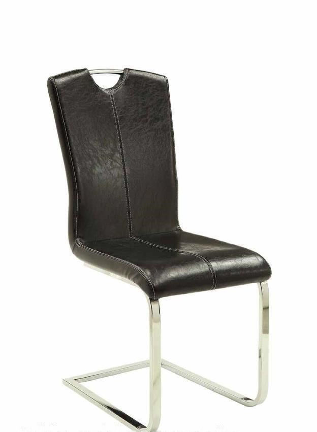 Black Leather and Chrome Dining Chairs C