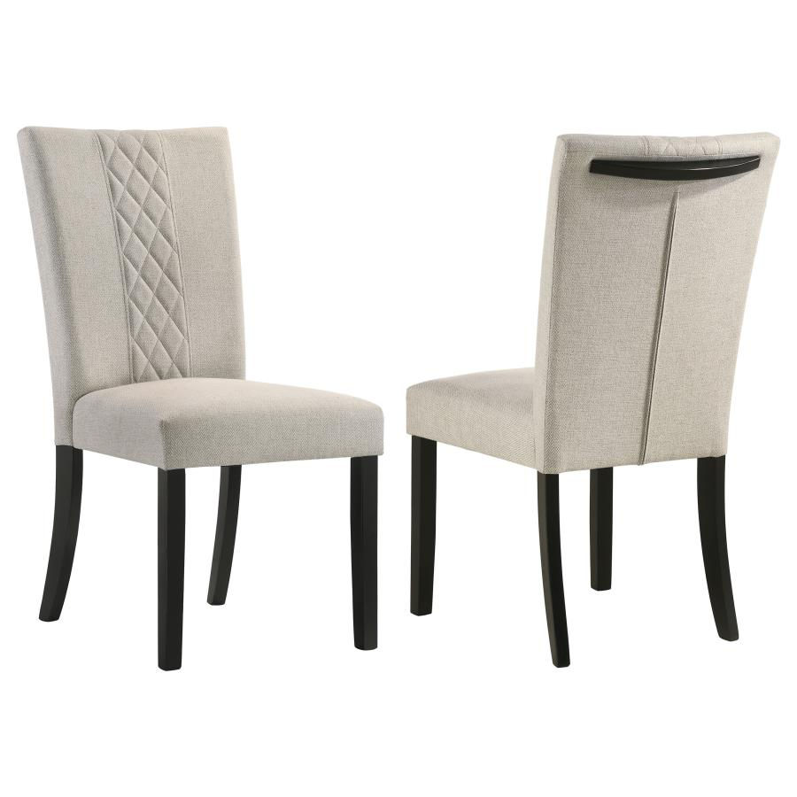 Malia Upholstered Solid Back Dining Side Chair Beige and Black