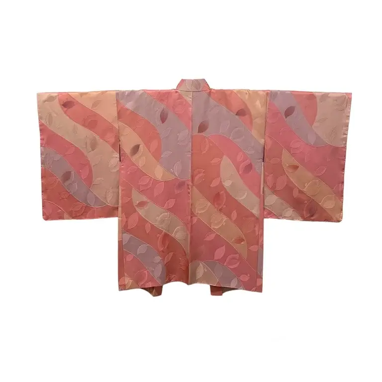 Thumbnail: PINK & MAUVE HAORI WITH LEAVES