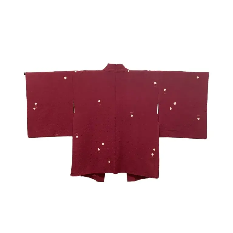 Thumbnail: WINE RED HAORI WITH GOLD & SHIBORI