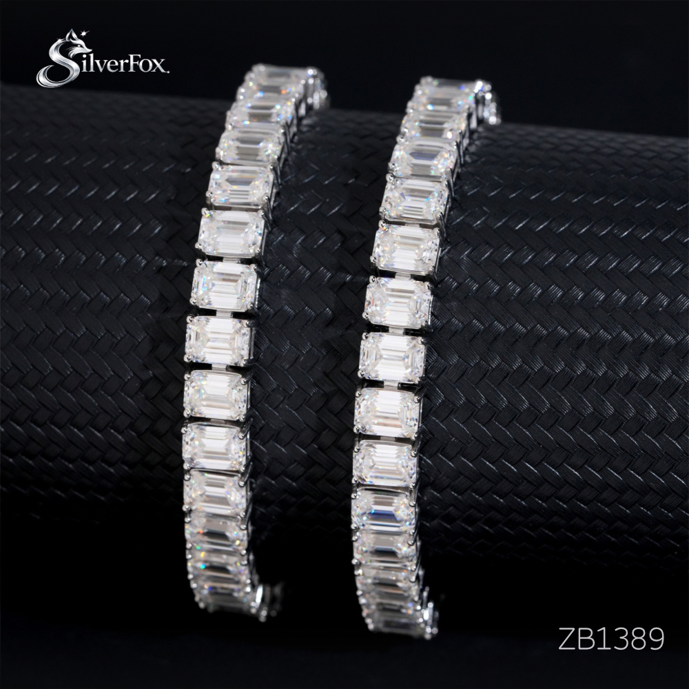 ZB1389 バケットカット ブレスレット|Moissanite × S925