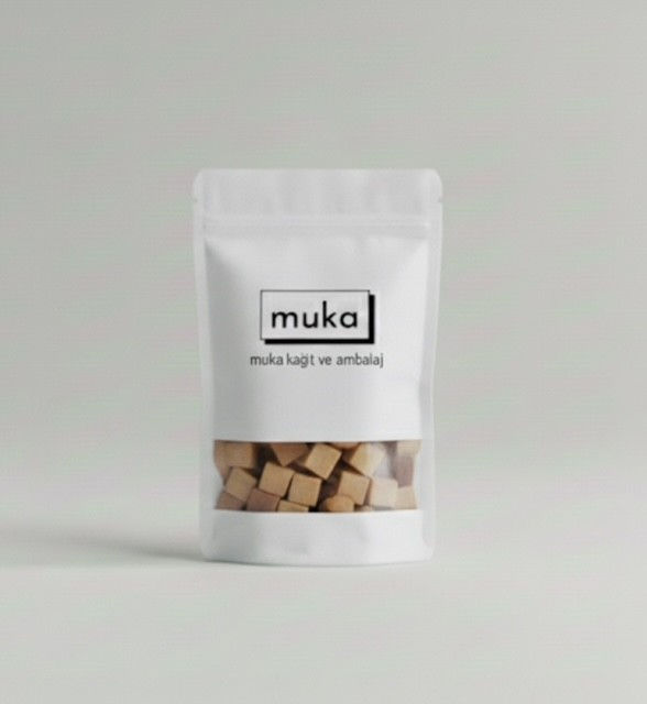 Küçük resim: Kurumsal Doypack Tek Renk Tek Yön Baskılı  Beyaz Pencereli Poşet