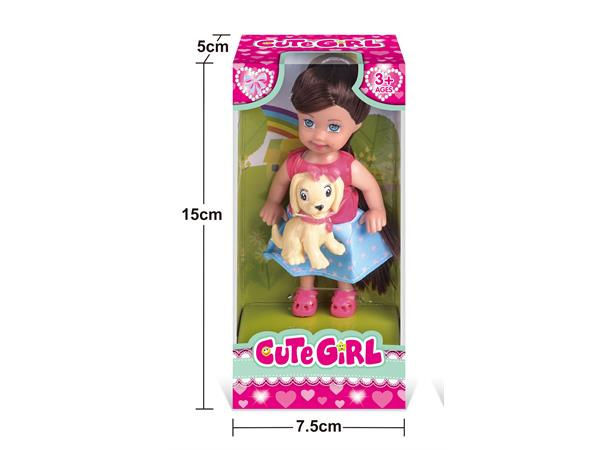 Dukke m/hund (14cm)