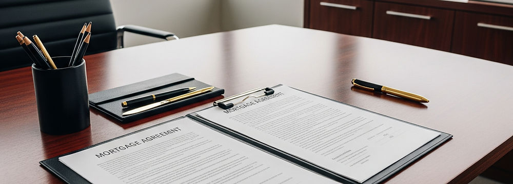 un despacho con una mesa y documentación para asesoramiento hipotecario gratuito
