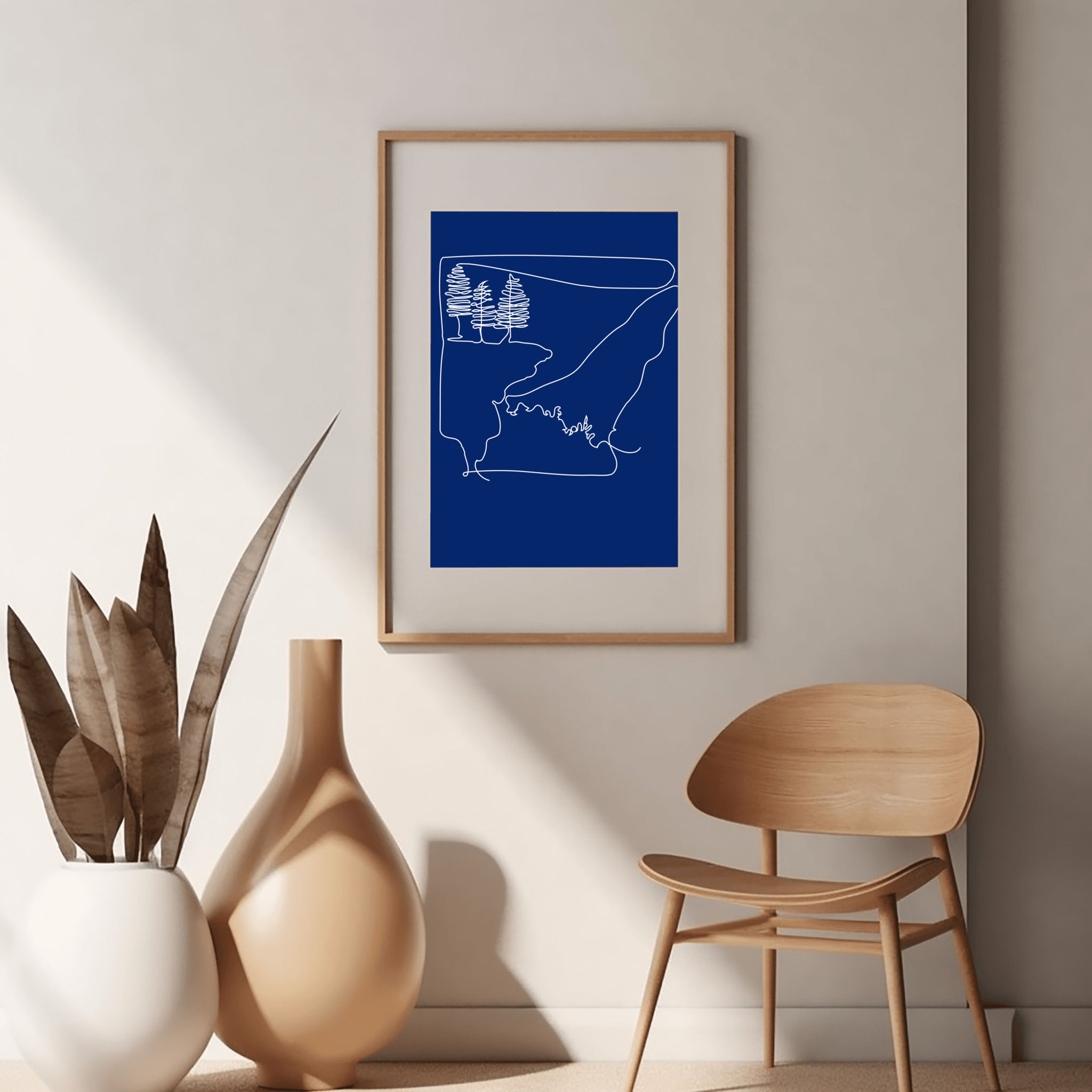 Hawksbill Crag Line Drawing Print – Whitaker Point Arkansas Blue Wall Art