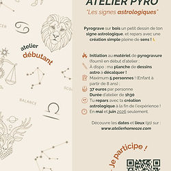 atelier pyrogravure thème signe astrologique débutant initiation essonne