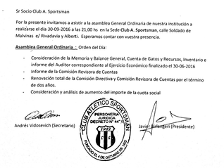 Convocatoria a Asamblea General Ordinaria 2016