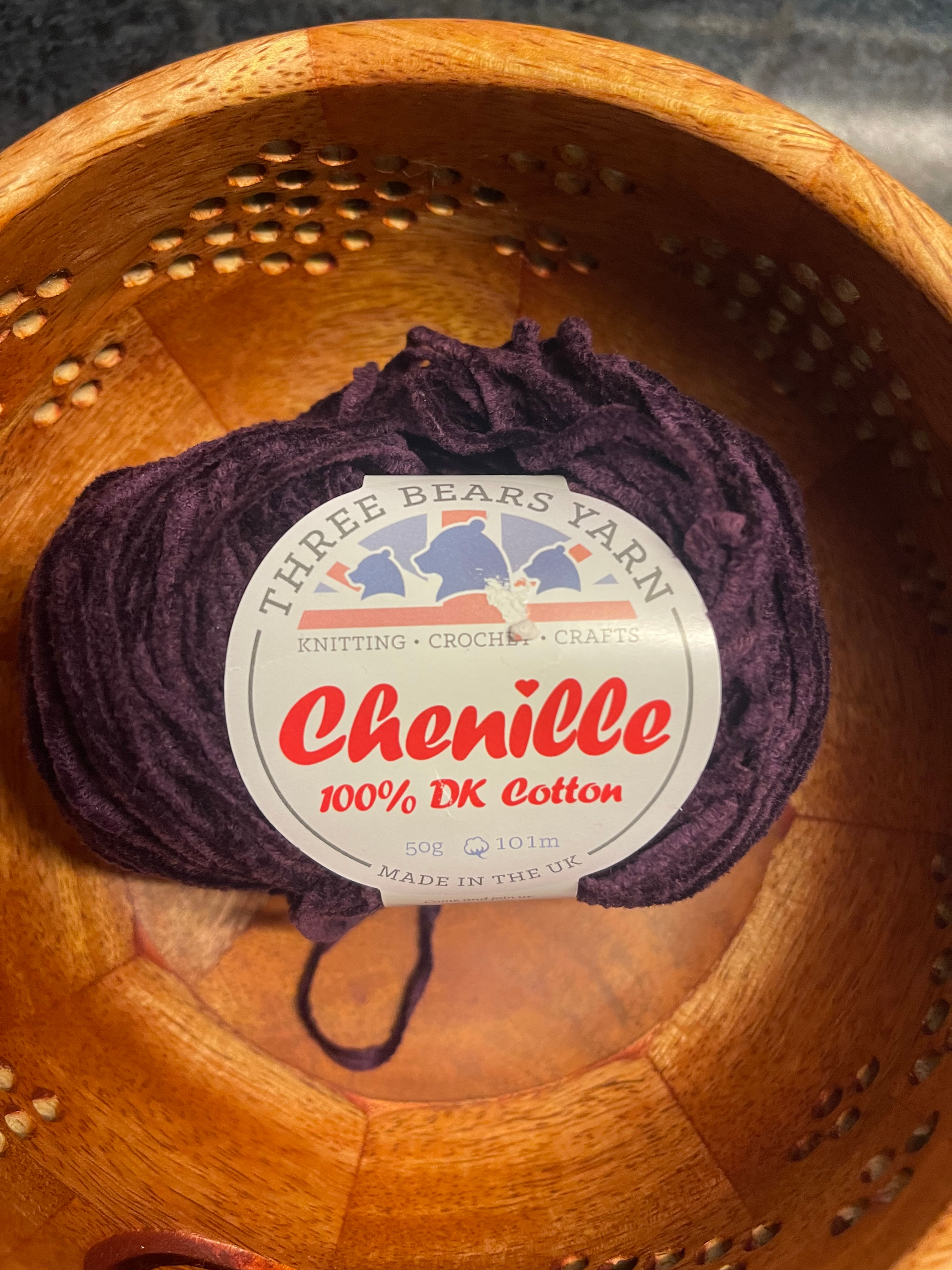 Cotton Chenille - Three Bears - Purple