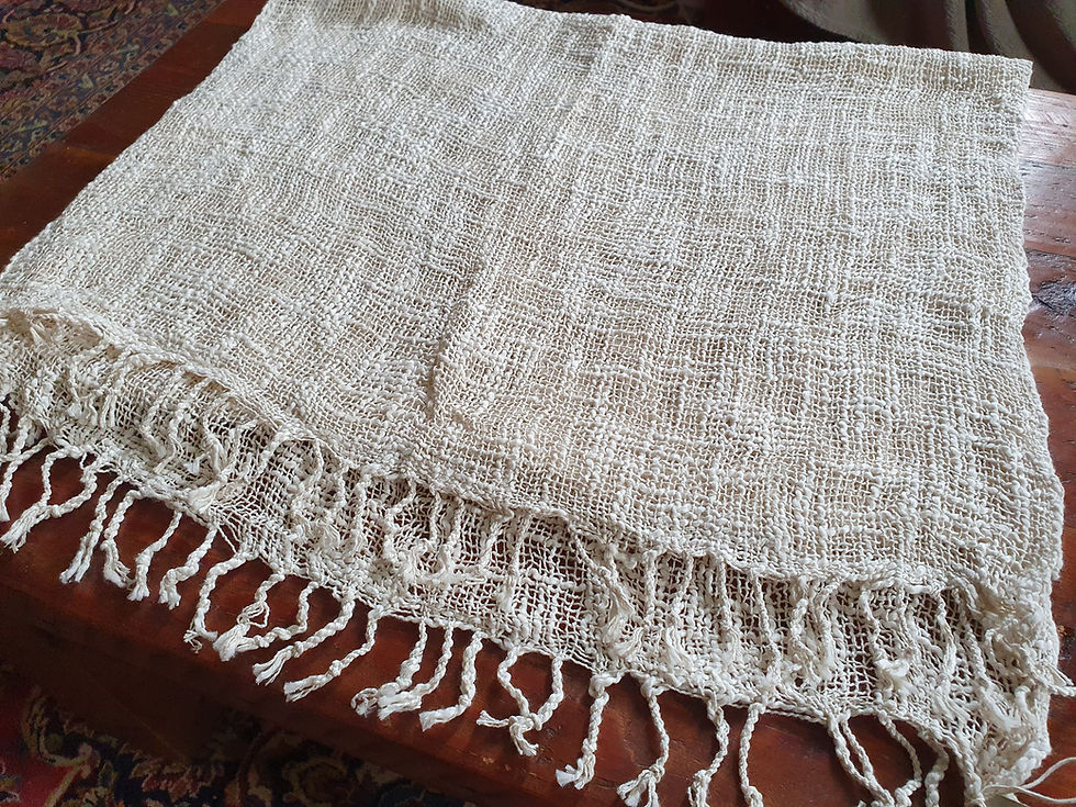 Thumbnail: Handwoven Natural, Organic Slub Cotton Scarf
