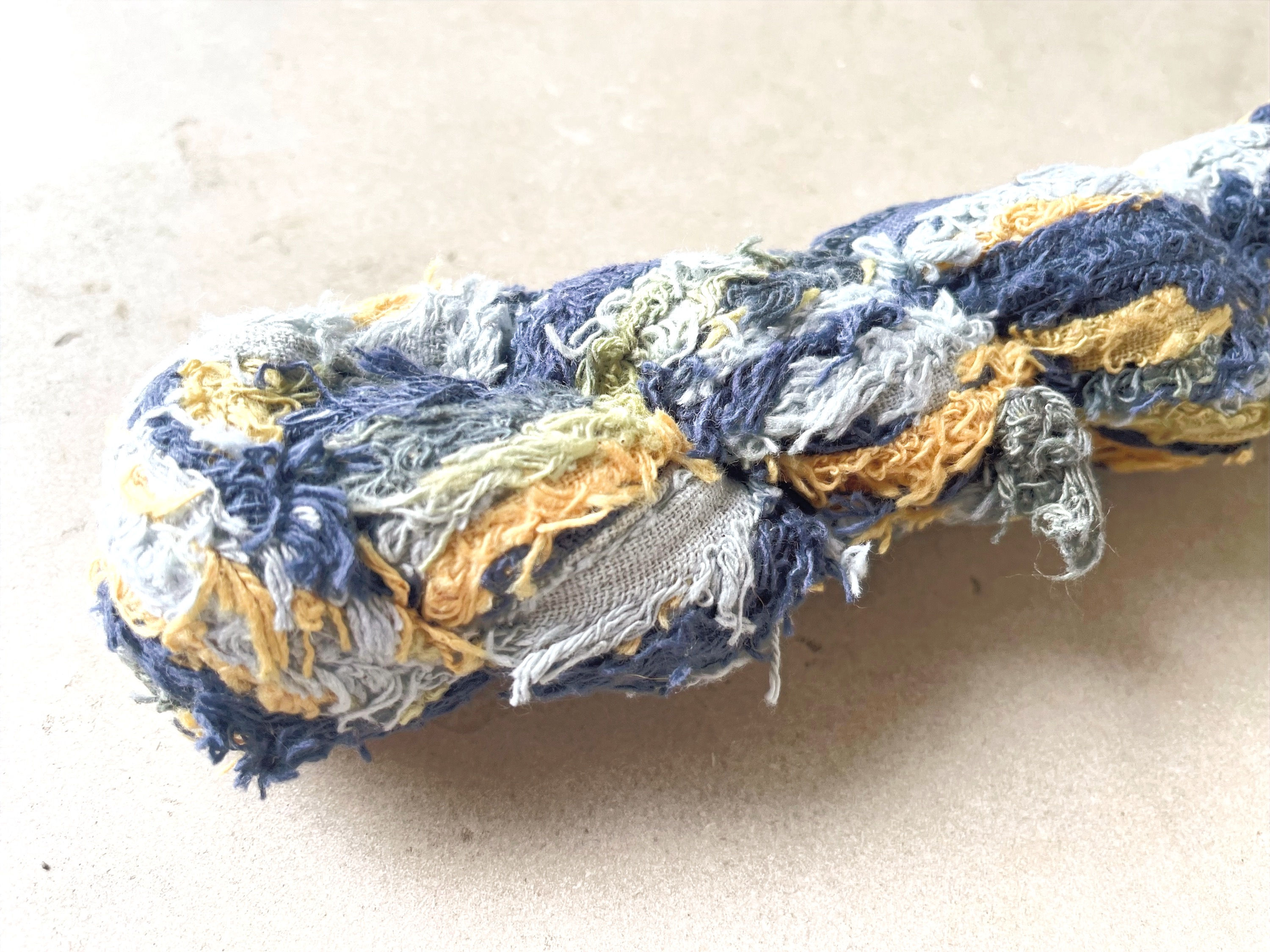 Recycled Cotton Ribbon Yarn - Blues/Yellow