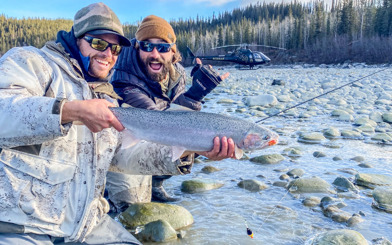 heli fishing near glaciers in alaska during the summer