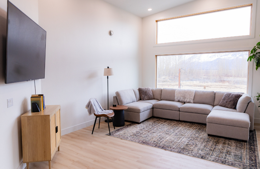 living room of a private vacation rental in alaska