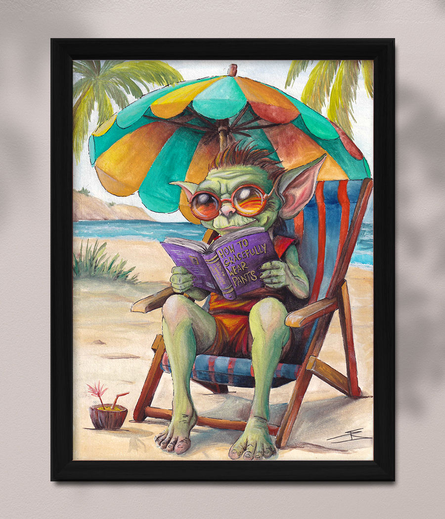 Book Goblin - Original Gouache Painting
