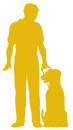 Golden human and dog