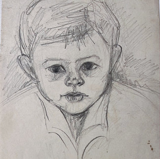 Pencil portrait drawing of Dariya Repina as a child.