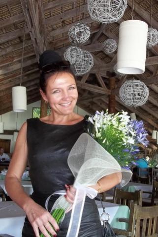 Artist Lana Repina at her art exhibition in the Dominican Republic.
