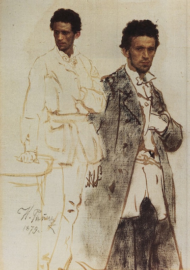 Portrait of N.N. Venzel by Ilya Repin from 1879, showing a portrait in a realist style.