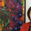 Lana Repina with her artwork at Höstsalongen at Kistamässan in Stockholm, Sweden.