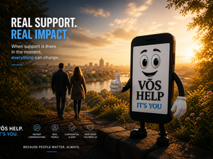 vos help mascot and people walking away