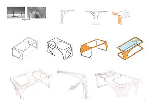 sketches of stream dining table