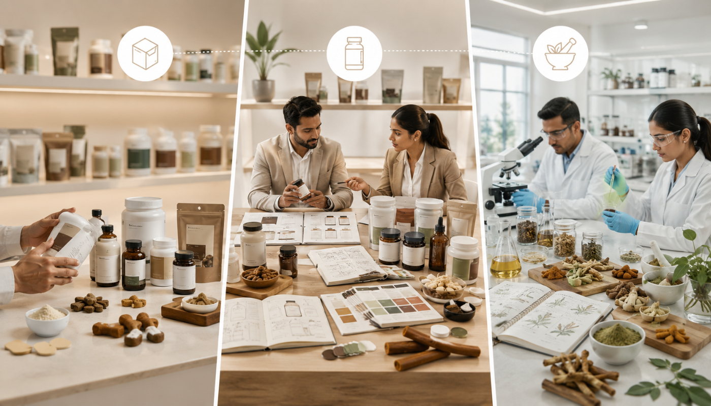 Premium comparison showing private label, OEM, and custom formulation manufacturing models for pet supplements, highlighting differences in branding, customization, and product development.
