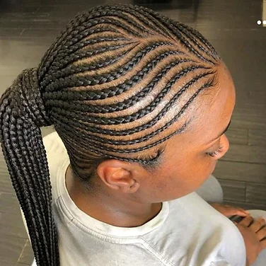 Small Ponytail Cornrow With Hair