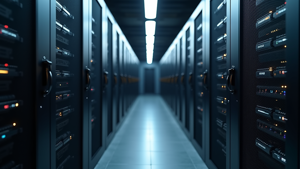 High angle view of a modern data center with servers
