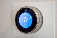 Detail photos of a home. AC unit, nest thermometer.