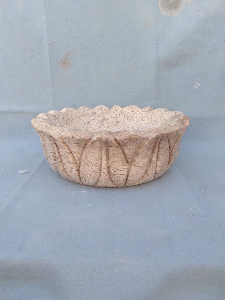 Rose Mramash Stone Basin With Fossil Fuel