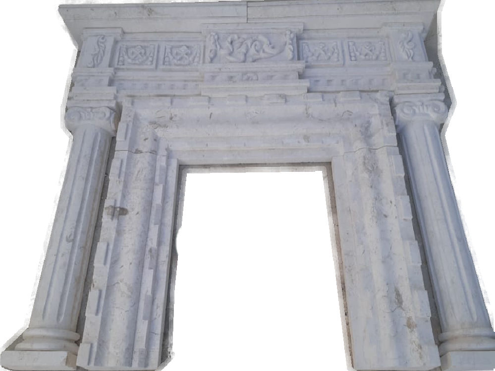 Abid Limestone Fireplace With Flower