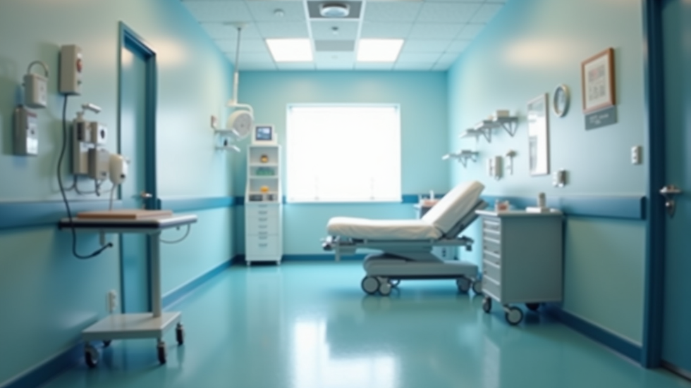 Eye-level view of a clean and organized recovery clinic room
