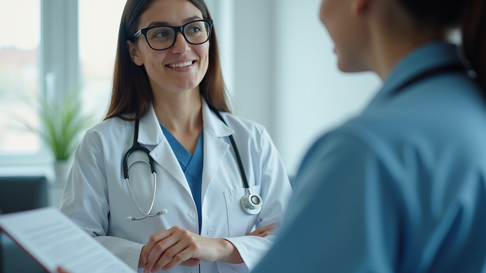 Close-up view of a medical professional explaining treatment options