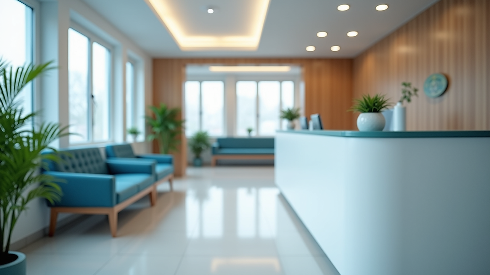 Eye-level view of a modern clinic reception area