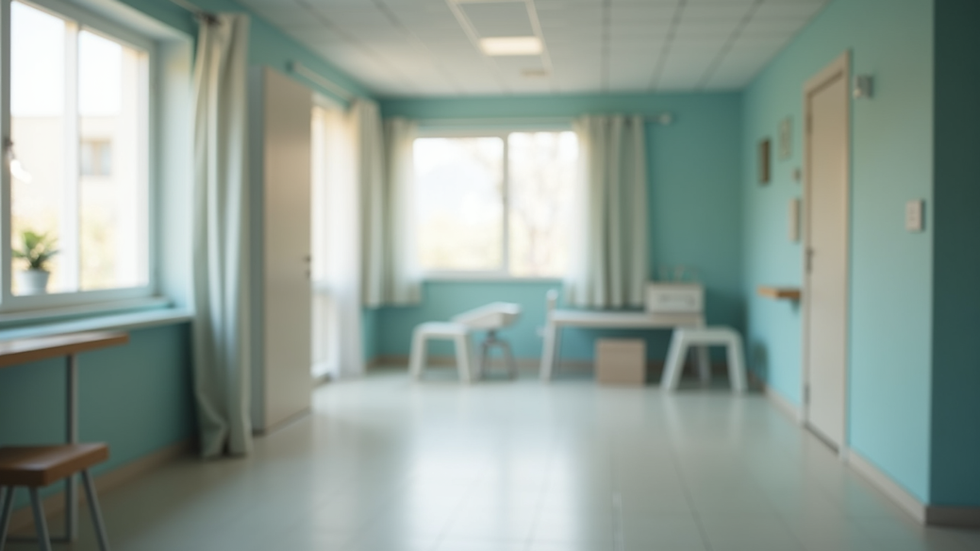 Vista interna de sala de terapia em clínica de recuperação