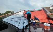 Residential roof repair and waterproofing works carried out on an existing landed house
