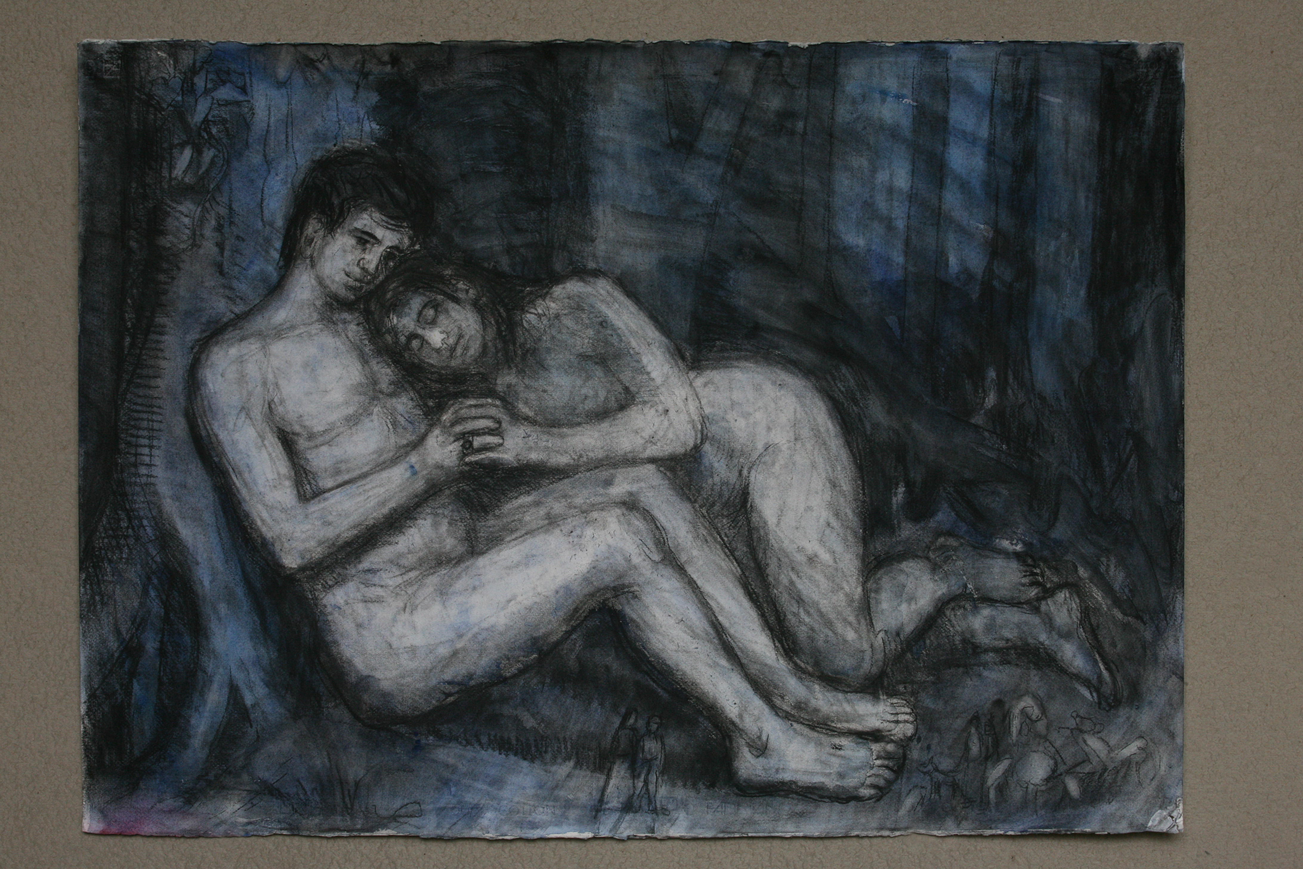 We lay together.