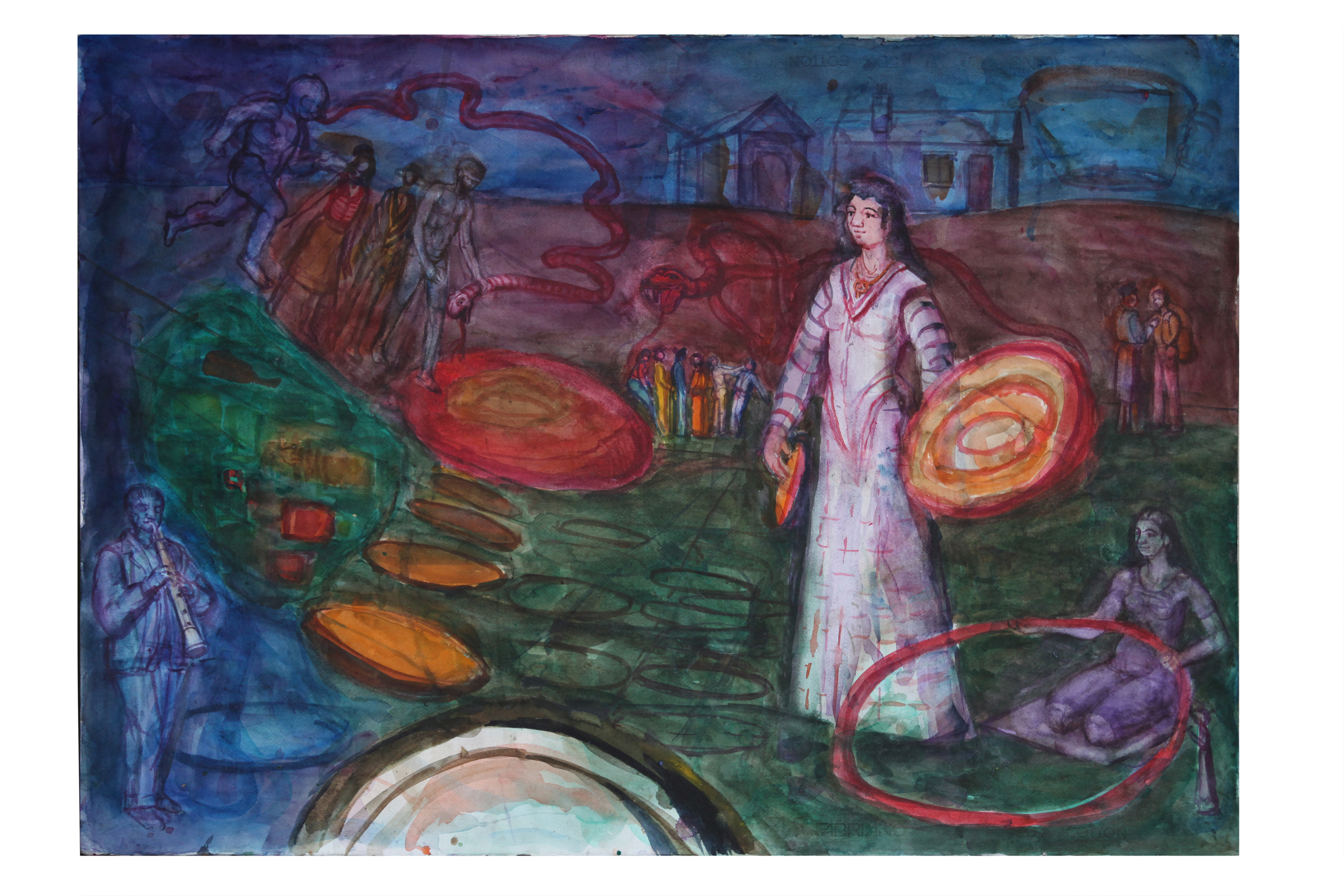Watercolour on paper.Wandering Minstrel