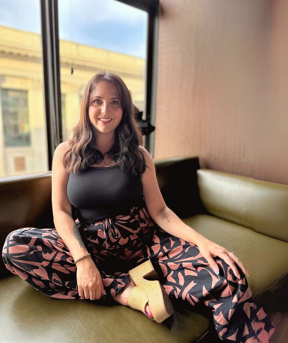 woman sitting on a sofa