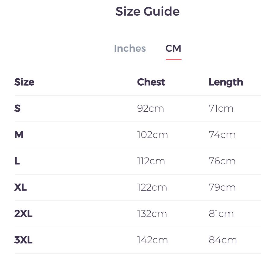 Thumbnail: Size guide