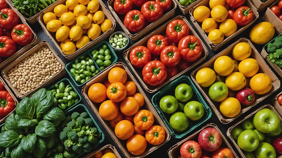 High angle view of fresh produce in a smart supply chain