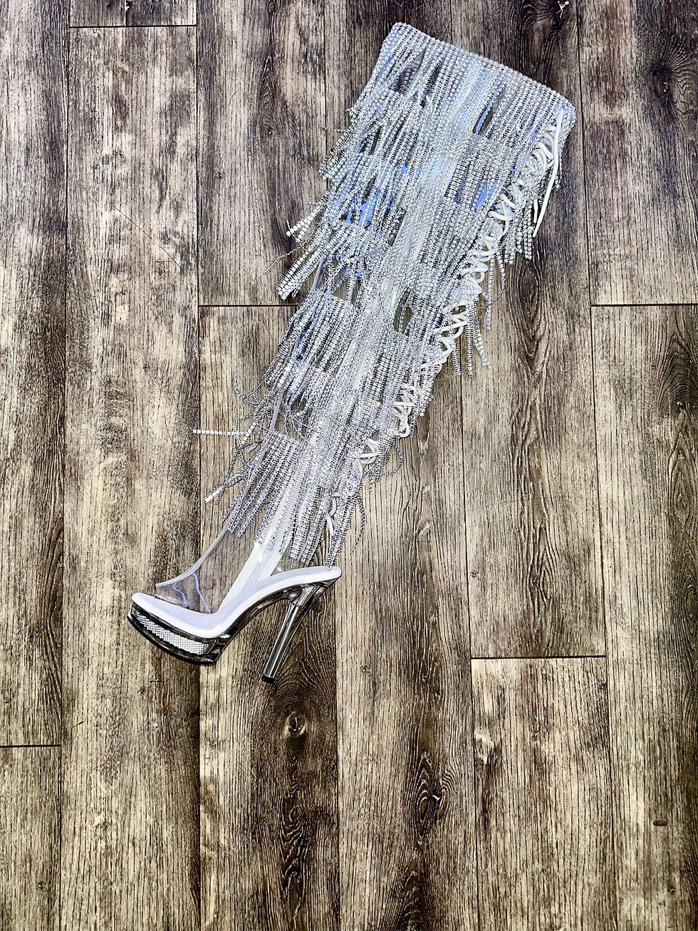 Thumbnail: Thigh Hi Rhinestone shingle boots 