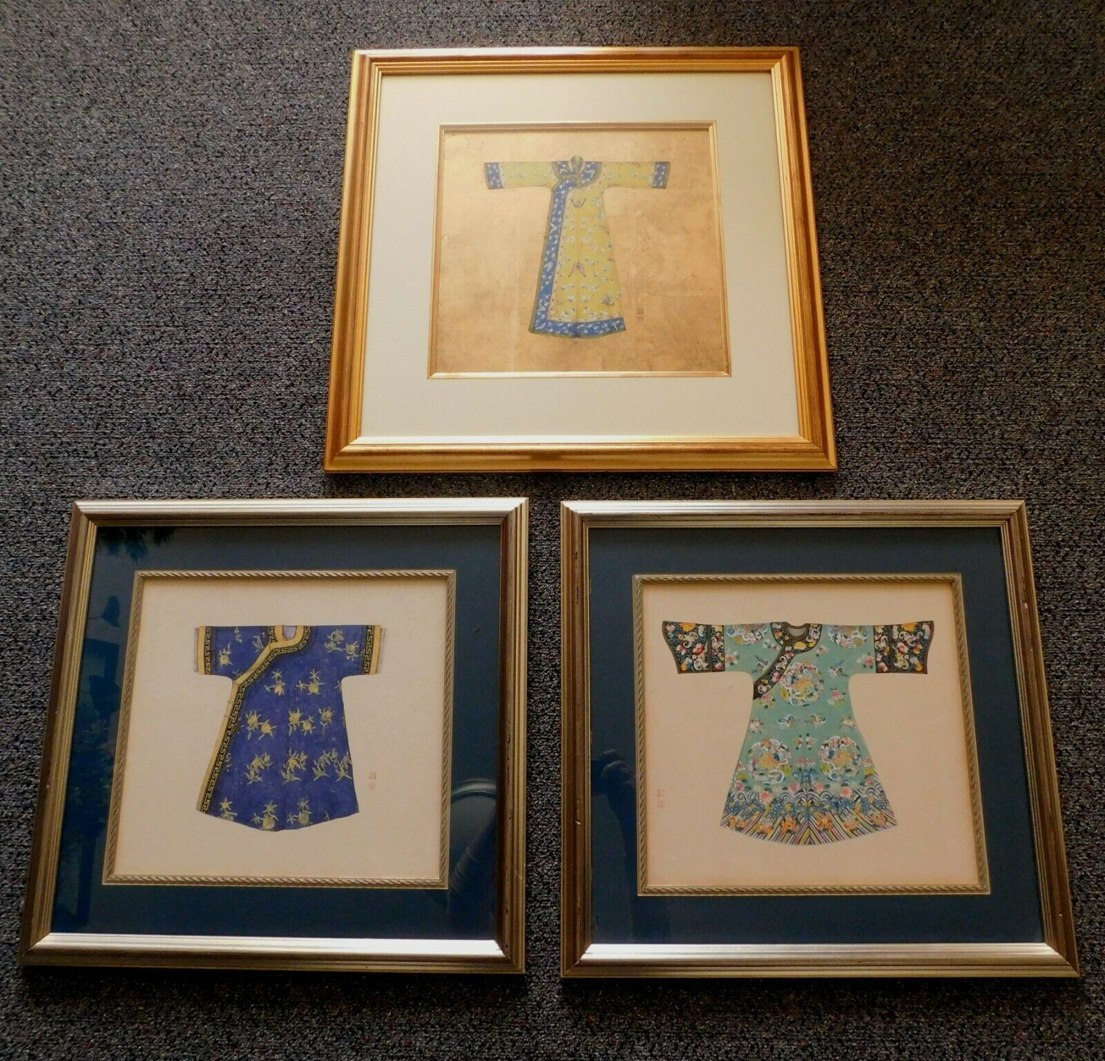 3 Framed Chinese Cheongsam Costume ART Painting