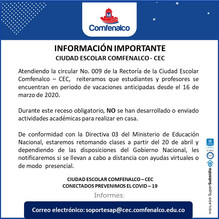 Información Importante Ciudad Escolar Comfenalco