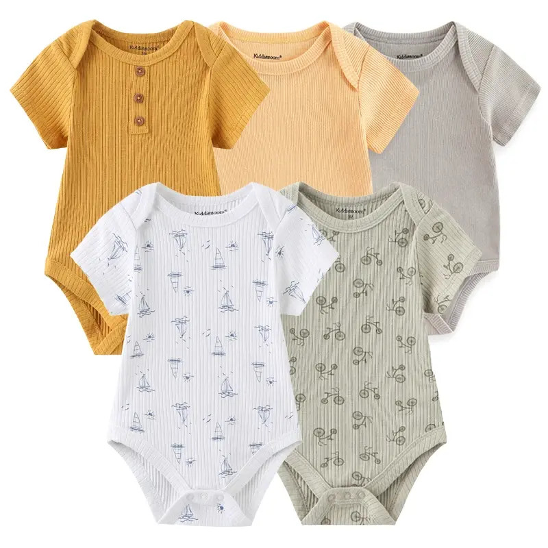 Thumbnail: Unisex solid colour newborn baby cotton bodysuits