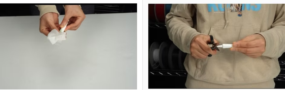 將潤滑油剪出小孔